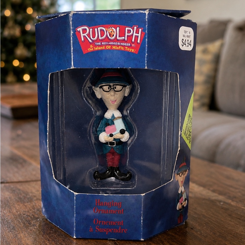 Rare Rudolph Reindeer MISFIT Toy Island Hank TALL ELF w/ GLASSES Ornament Enesco